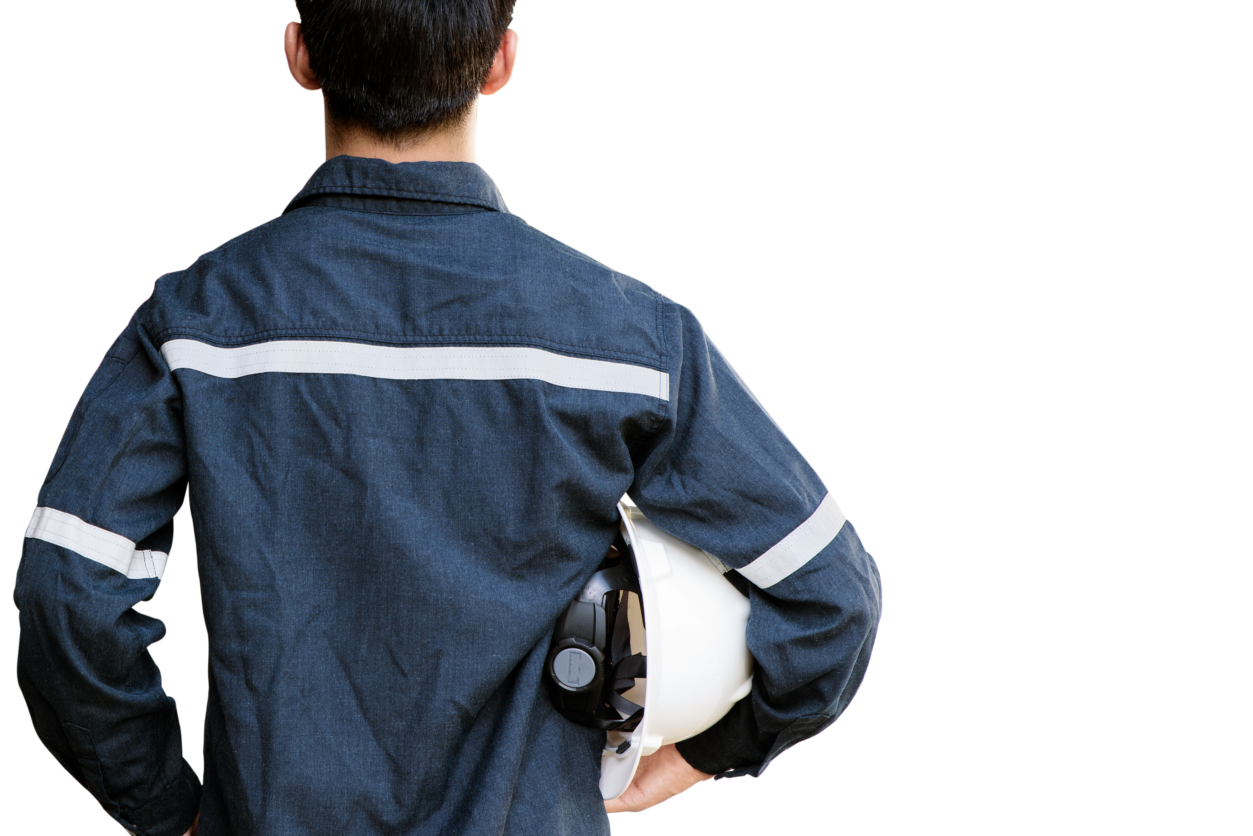 Asian man,Engineer or Technician in white helmet, glasses and bl